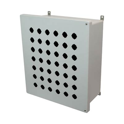 Allied Moulded Products AM1868HP42 18x16x8 Fiberglass Pushbutton Enclosure with 42 Holes, 30.5 mm