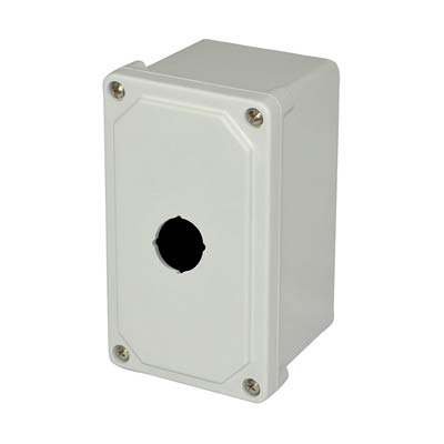 Allied Moulded Products AM1PB 7x4x4 Fiberglass Pushbutton Enclosure with 1 Hole, 30.5 mm