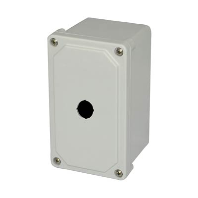 Allied Moulded Products AM1PB22 7x4x4 Fiberglass Pushbutton Enclosure with 1 Hole, 22.5 mm