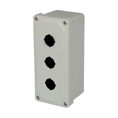 Allied Moulded Products AM3PB 9x3x3 Fiberglass Pushbutton Enclosure with 3 Holes, 30.5 mm