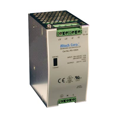 Altech PS-12012 120W Single/Three Phase DIN Rail Switching Power Supply