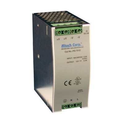 Altech PS-7512 75W Single/Three Phase DIN Rail Switching Power Supply