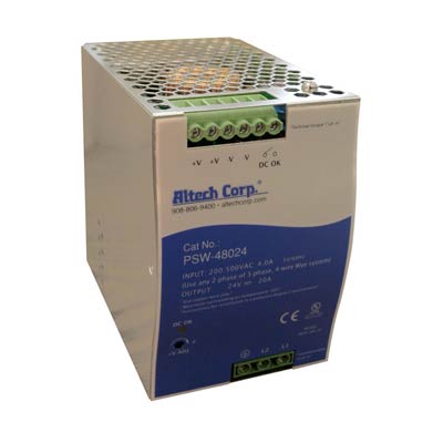 Altech PSW-48024 480W Single/Two Phase DIN Rail Switching Power Supply