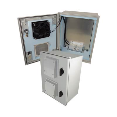 Altelix 16x12x8" Fiberglass Enclosure with Heating, Cooling & 120V Power | NFC161208VFHA1-Z
