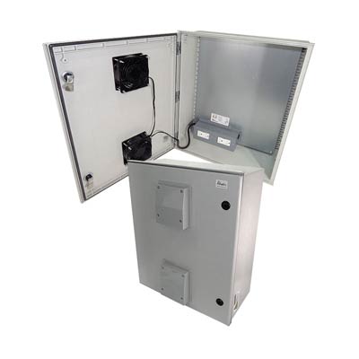 Altelix 24x20x9" Fiberglass Enclosure with Heating, Cooling & 120V Power | NFC242009VFHA1