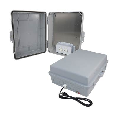 Altelix 14x11x5" Polycarbonate Electrical Enclosure with 120V Power (Gray) | NP141105A1C