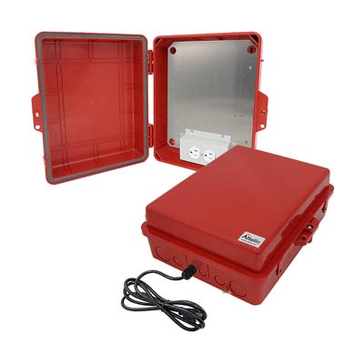 Altelix 14x11x5" Polycarbonate Electrical Enclosure with 120V Power (Red) | NP141105RA1C