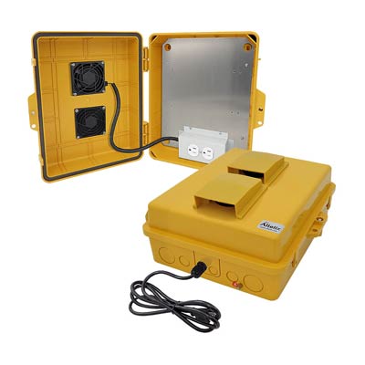 Altelix 14x11x5" Polycarbonate Electrical Enclosure with Cooling Fan & 120V Power (Yellow) | NP141105YVFA1C
