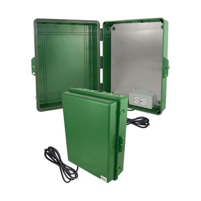 Altelix 17x14x6" Polycarbonate Electrical Enclosure with 120V Power (Green) | NP171406GA1C