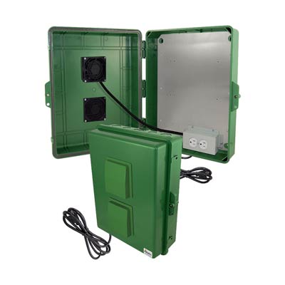 Altelix 17x14x6" Polycarbonate Electrical Enclosure with Cooling Fan & 120V Power (Green) | NP171406GVFA1C