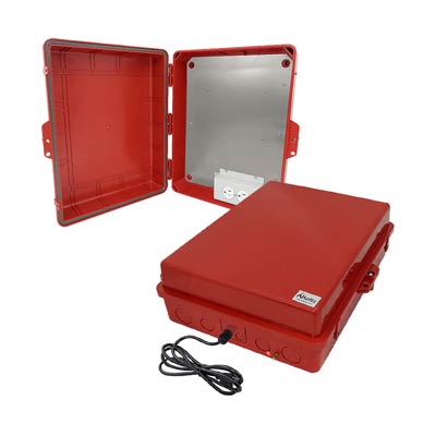 Altelix 17x14x6" Polycarbonate Electrical Enclosure with 120V Power (Red) | NP171406RA1C