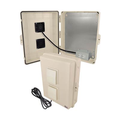 Altelix 17x14x6" Polycarbonate Electrical Enclosure with Cooling Fan & 120V Power (Tan) | NP171406TVFA1C