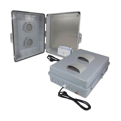 Altelix 17x14x6" Polycarbonate Electrical Enclosure with Vents & 120V Power (Gray) | NP171406VA1C