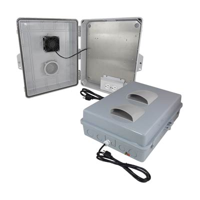 Altelix 17x14x6" Polycarbonate Electrical Enclosure with Cooling Fan & 120V Power (Gray) | NP171406VFA1C