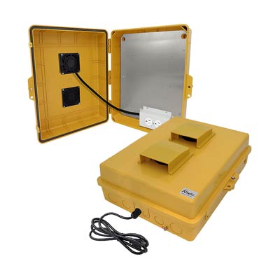 Altelix 17x14x6" Polycarbonate Electrical Enclosure with Cooling Fan & 120V Power (Yellow) | NP171406YVFA1C