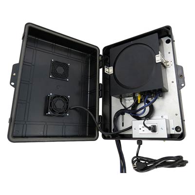Altelix 17x13x6" SONOS AMP Outdoor Enclosure with Cooling Fan & 120V Power + USB-A | NP17AVBK-2SA