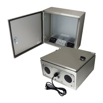 Altelix 16x16x8" Stainless Steel Enclosure with Cooling Fans & 120V Power | NX161608VFA1C