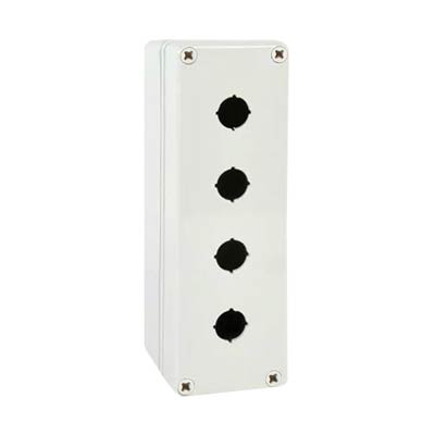 Bud Industries PBB-11821-4 10x3x3 Polycarbonate Pushbutton Enclosure with 4 Holes, 22.5 mm