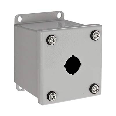 Bud Industries SPB-3921 4x3x3 Metal Pushbutton Enclosure with 1 Hole, 30.5 mm