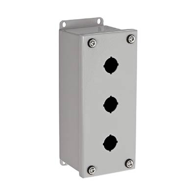 Bud Industries SPB-3923 8x3x3 Metal Pushbutton Enclosure with 3 Holes, 30.5 mm