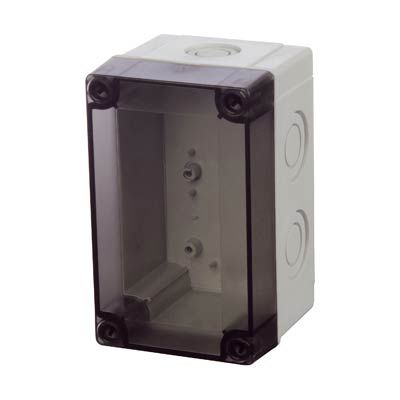 Fibox UL PCM 100/75 T Polycarbonate Electrical Enclosure w/Clear Cover