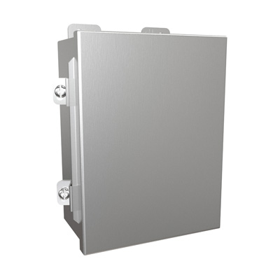 Hammond Manufacturing 1414N4SSG 8x6x4" 304 Stainless Steel Wall Mount Electrical Enclosure