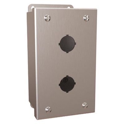 Hammond Manufacturing 1435MS16B 6x3x3" 316 Stainless Steel Pushbutton Enclosure with 2 Holes, 22.5 mm