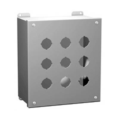 Hammond Manufacturing 1437MK 10x9x5 Metal Pushbutton Enclosure with 9 Holes, 22.5 mm