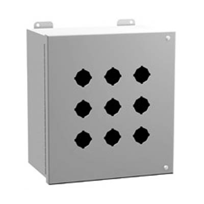Hammond Manufacturing 1489P9 11x10x6 Metal Pushbutton Enclosure with 9 Holes, 30.5 mm