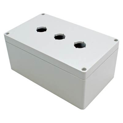 Hammond Manufacturing 1554MPB3 8x5x4 Polycarbonate Pushbutton Enclosure with 3 Holes, 22 mm