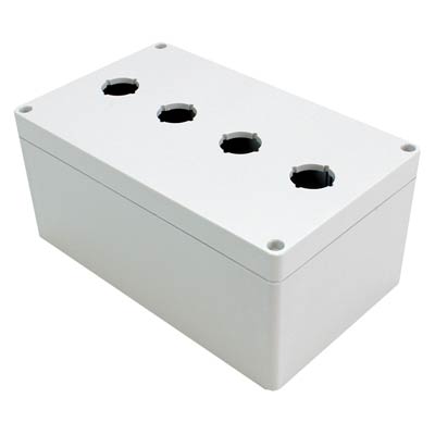 Hammond Manufacturing 1554MPB4 8x5x4 Polycarbonate Pushbutton Enclosure with 4 Holes, 22 mm