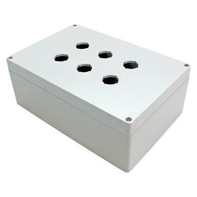 Hammond Manufacturing 1554MPB6 9x6x4 Polycarbonate Pushbutton Enclosure with 6 Holes, 22 mm
