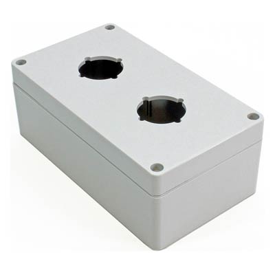 Hammond Manufacturing 1554PB2 6x4x2 Polycarbonate Pushbutton Enclosure with 2 Holes, 30.5 mm