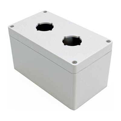Hammond Manufacturing 1554PB2D 6x4x4 Polycarbonate Pushbutton Enclosure with 2 Holes, 30.5 mm