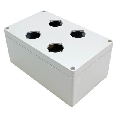 Hammond Manufacturing 1554PB4 8x5x4 Polycarbonate Pushbutton Enclosure with 4 Holes, 30.5 mm