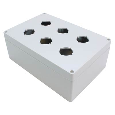 Hammond Manufacturing 1554PB6 9x6x4 Polycarbonate Pushbutton Enclosure with 6 Holes, 30.5 mm
