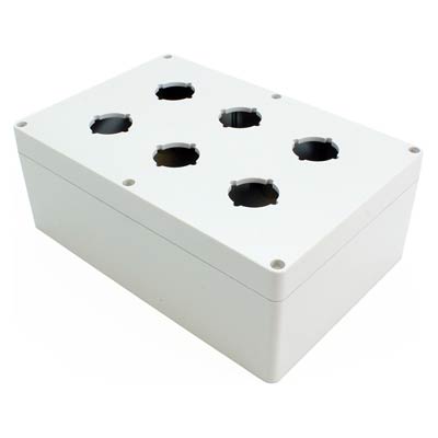 Hammond Manufacturing 1554PB6A 9x6x4 Polycarbonate Pushbutton Enclosure with 6 Holes, 30.5 mm
