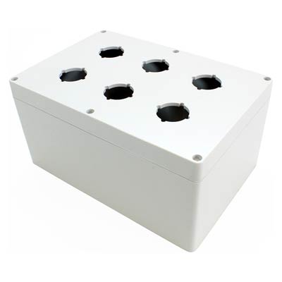 Hammond Manufacturing 1554PB6B 9x6x5 Polycarbonate Pushbutton Enclosure with 6 Holes, 30.5 mm