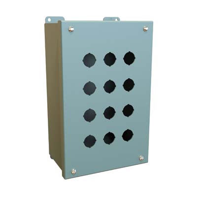 Hammond Manufacturing MPB12 10x7x4 Metal Pushbutton Enclosure with 12 Holes, 22.5 mm