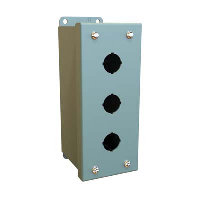 Hammond Manufacturing MPB3 7x3x4 Metal Pushbutton Enclosure with 3 Holes, 22.5 mm