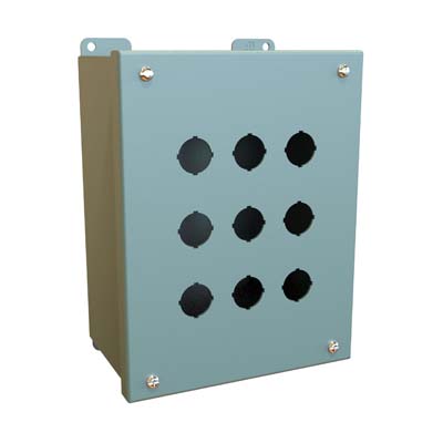 Hammond Manufacturing MPB9 9x7x4 Metal Pushbutton Enclosure with 9 Holes, 22.5 mm