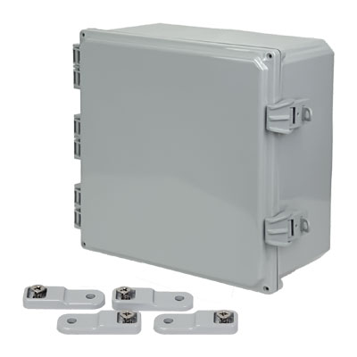 H121206HNL - 12x12x6" Polycarbonate Wall Mount Electrical Enclosure with Hinged Cover