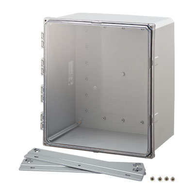 H181608HCF-6P - 18x16x8" Polycarbonate Wall Mount Electrical Enclosure with Clear Hinged Cover