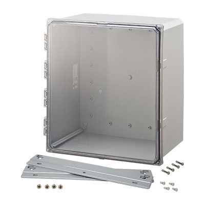 H181608HCF - 18x16x8" Polycarbonate Wall Mount Electrical Enclosure with Clear Hinged Cover