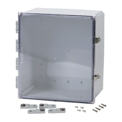 H181608HCLL - 18x16x8" Polycarbonate Wall Mount Electrical Enclosure with Clear Hinged Cover