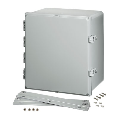 H181608HFNL - 18x16x8" Polycarbonate Wall Mount Electrical Enclosure with Hinged Cover