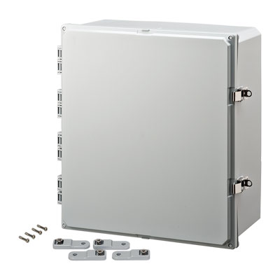 H181608HLL - 18x16x8" Polycarbonate Wall Mount Electrical Enclosure with Hinged Cover