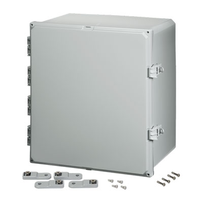 H181608HNL - 18x16x8" Polycarbonate Wall Mount Electrical Enclosure with Hinged Cover