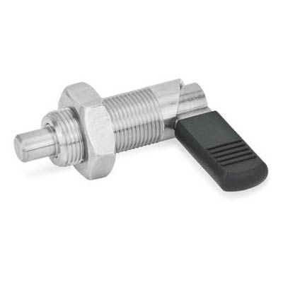 J.W. Winco 612-10-M16X1.5-BK-NI Stainless Steel Cam Action Indexing Plunger, Lock-Out