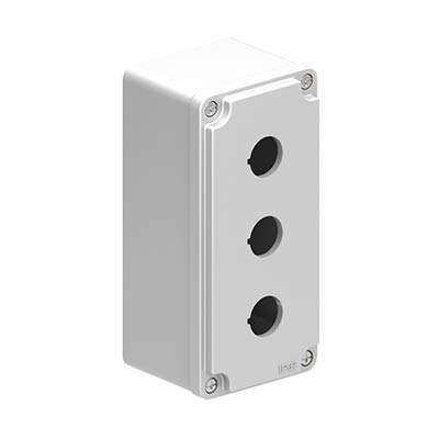 Lovato LPZM3A8 7x3x3 Metal Pushbutton Enclosure with 3 Holes, 22.5 mm